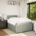 Giroletto a Molle con Materasso Grigio Chiaro 120x190cm Velluto