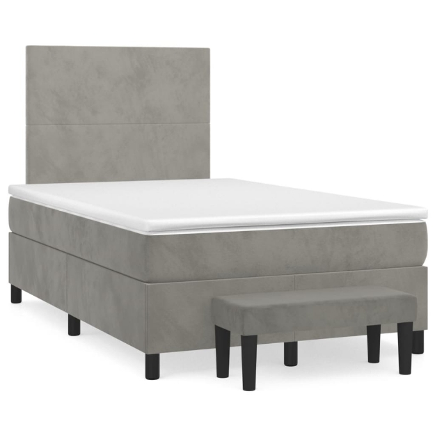 Giroletto a Molle con Materasso Grigio Chiaro 120x190cm Velluto