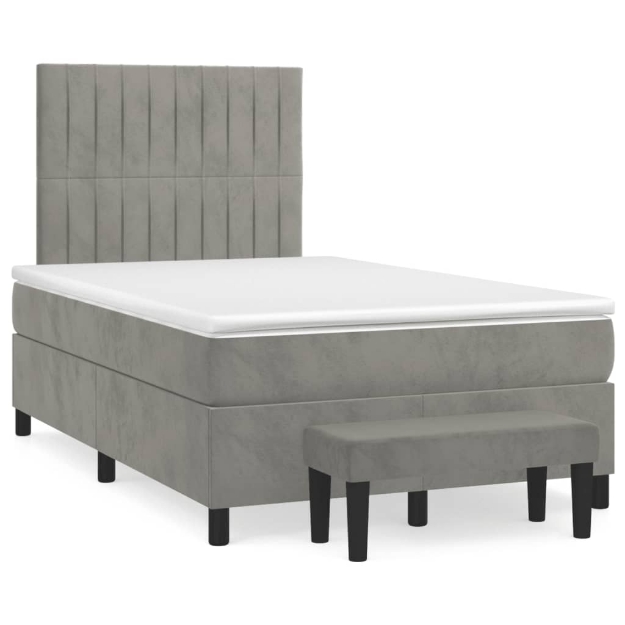 Giroletto a Molle con Materasso Grigio Chiaro 120x190cm Velluto