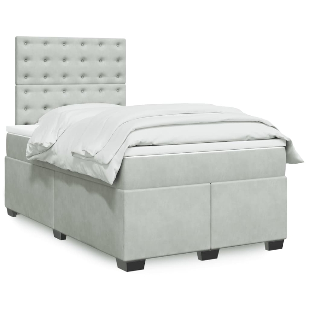 Giroletto a Molle con Materasso Grigio Chiaro 120x190cm Velluto