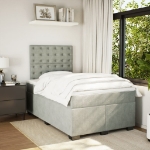 Giroletto a Molle con Materasso Grigio Chiaro 120x190cm Velluto