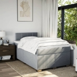Giroletto a Molle con Materasso Grigio Chiaro 120x200cm Tessuto