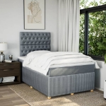Giroletto a Molle con Materasso Grigio Chiaro 120x200cm Tessuto