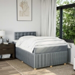 Giroletto a Molle con Materasso Grigio Chiaro 120x200cm Tessuto