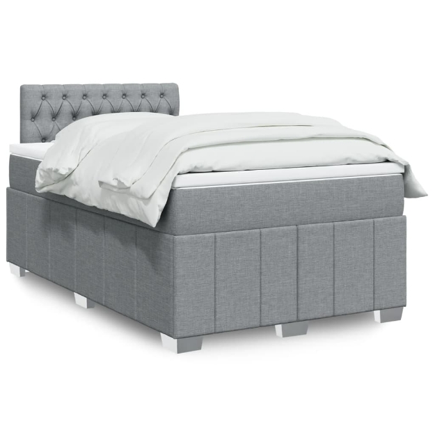 Giroletto a Molle con Materasso Grigio Chiaro 120x200cm Tessuto