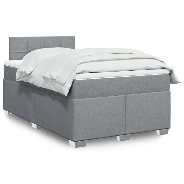 Giroletto a Molle con Materasso Grigio Chiaro 120x200cm Tessuto