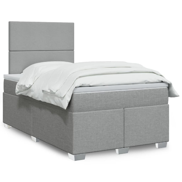 Giroletto a Molle con Materasso Grigio Chiaro 120x200cm Tessuto