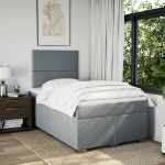 Giroletto a Molle con Materasso Grigio Chiaro 120x200cm Tessuto
