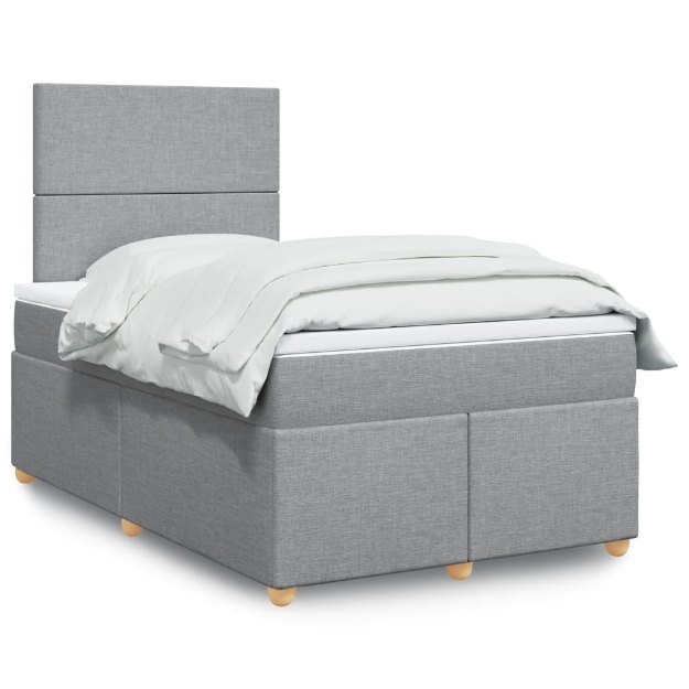 Giroletto a Molle con Materasso Grigio Chiaro 120x200cm Tessuto