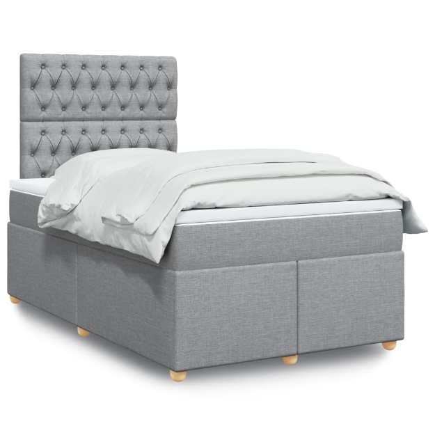 Giroletto a Molle con Materasso Grigio Chiaro 120x200cm Tessuto