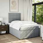 Giroletto a Molle con Materasso Grigio Chiaro 120x200cm Tessuto