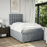 Giroletto a Molle con Materasso Grigio Chiaro 120x200cm Tessuto