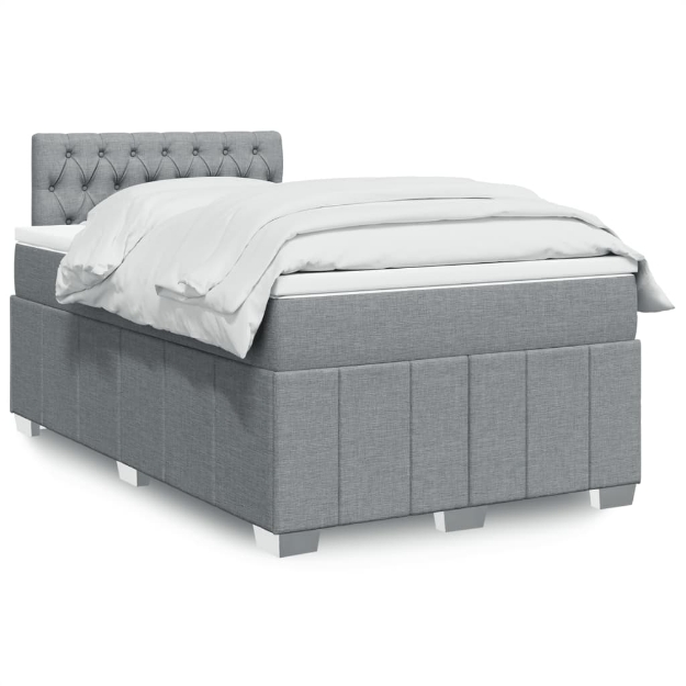 Giroletto a Molle con Materasso Grigio Chiaro 120x200cm Tessuto