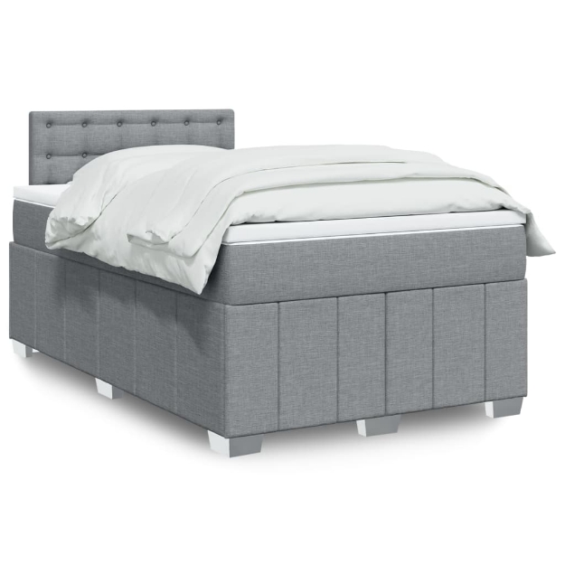 Giroletto a Molle con Materasso Grigio Chiaro 120x200cm Tessuto