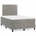 Giroletto a Molle con Materasso Grigio Chiaro 120x200cm Velluto