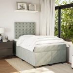 Giroletto a Molle con Materasso Grigio Chiaro 120x200cm Velluto
