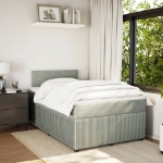Giroletto a Molle con Materasso Grigio Chiaro 120x200cm Velluto