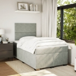 Giroletto a Molle con Materasso Grigio Chiaro 120x200cm Velluto
