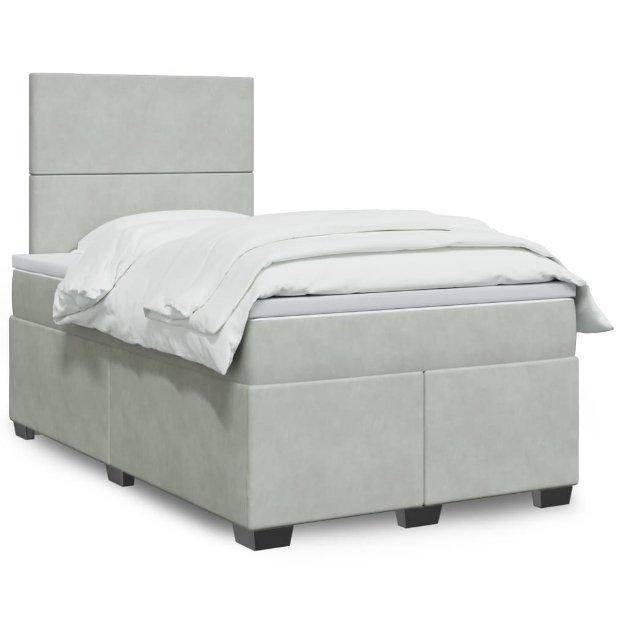 Giroletto a Molle con Materasso Grigio Chiaro 120x200cm Velluto