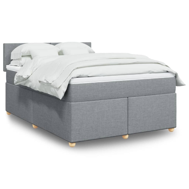 Giroletto a Molle con Materasso Grigio Chiaro 140x190cm Tessuto