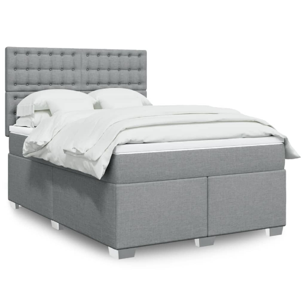 Giroletto a Molle con Materasso Grigio Chiaro 140x190cm Tessuto