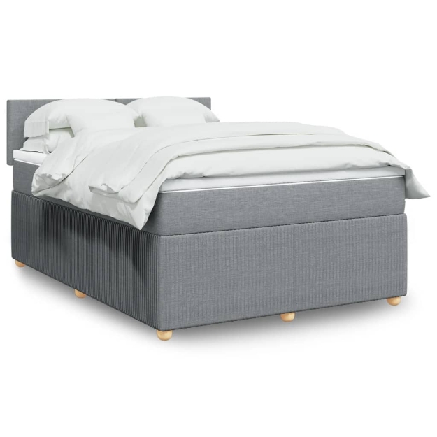Giroletto a Molle con Materasso Grigio Chiaro 140x190cm Tessuto