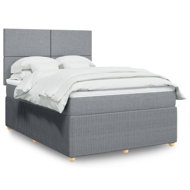 Giroletto a Molle con Materasso Grigio Chiaro 140x190cm Tessuto