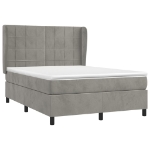 Giroletto a Molle con Materasso Grigio Chiaro 140x190cm Velluto