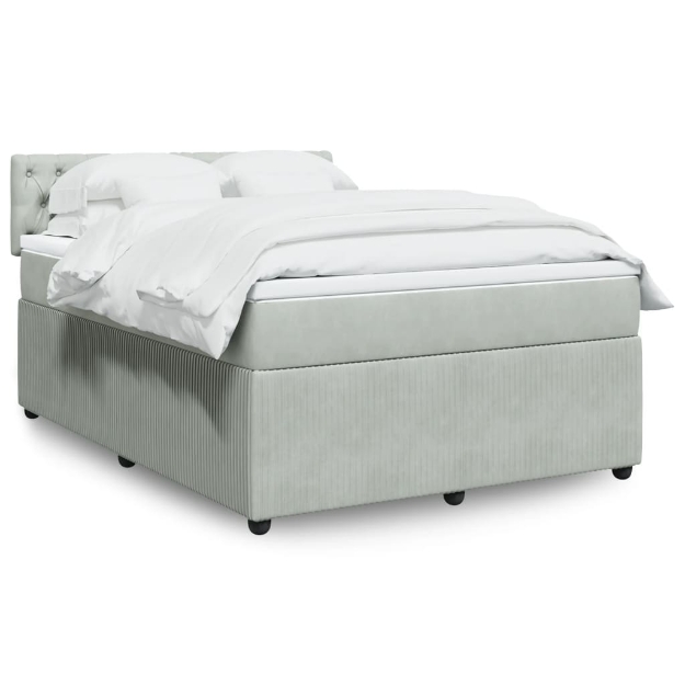 Giroletto a Molle con Materasso Grigio Chiaro 140x190cm Velluto