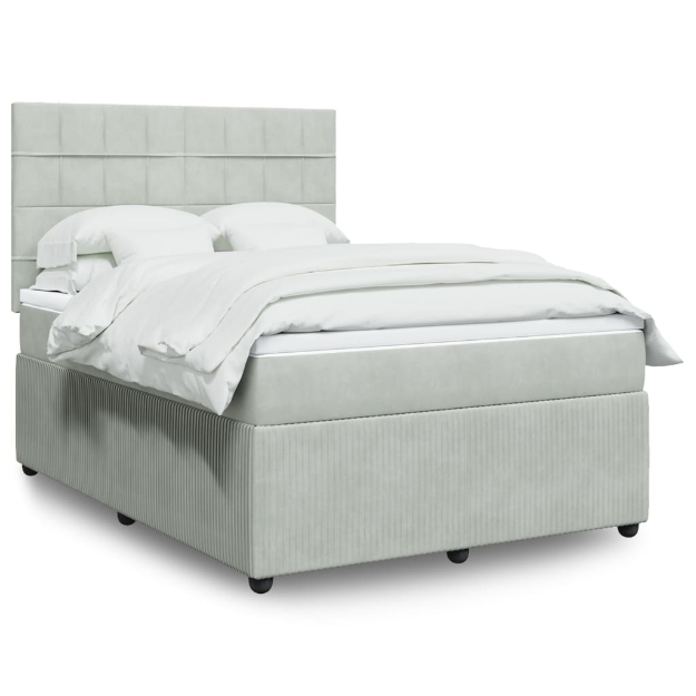 Giroletto a Molle con Materasso Grigio Chiaro 140x190cm Velluto