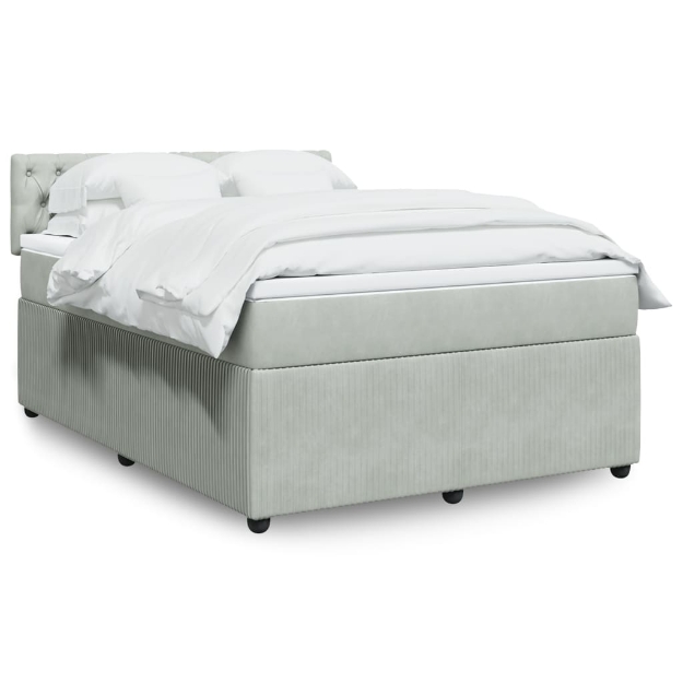 Giroletto a Molle con Materasso Grigio Chiaro 140x190cm Velluto