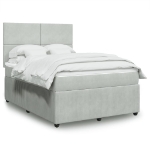 Giroletto a Molle con Materasso Grigio Chiaro 140x190cm Velluto