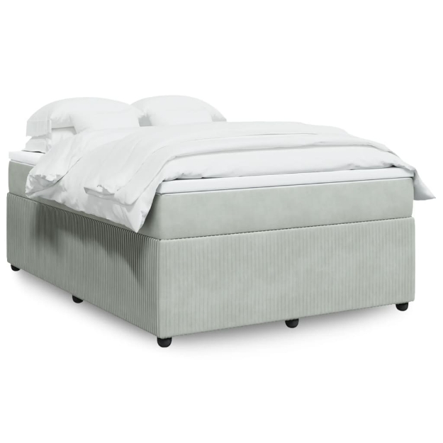 Giroletto a Molle con Materasso Grigio Chiaro 140x190cm Velluto