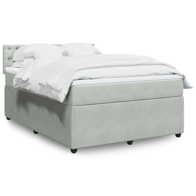Giroletto a Molle con Materasso Grigio Chiaro 140x190cm Velluto