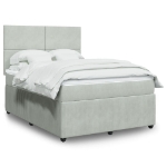 Giroletto a Molle con Materasso Grigio Chiaro 140x190cm Velluto