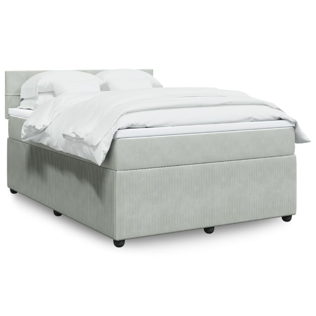 Giroletto a Molle con Materasso Grigio Chiaro 140x190cm Velluto