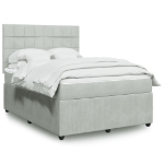 Giroletto a Molle con Materasso Grigio Chiaro 140x190cm Velluto