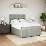Giroletto a Molle con Materasso Grigio Chiaro 140x190cm Velluto