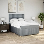 Giroletto a Molle con Materasso Grigio Chiaro 140x200cm Tessuto