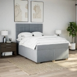 Giroletto a Molle con Materasso Grigio Chiaro 140x200cm Tessuto