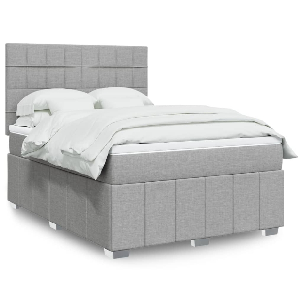 Giroletto a Molle con Materasso Grigio Chiaro 140x200cm Tessuto