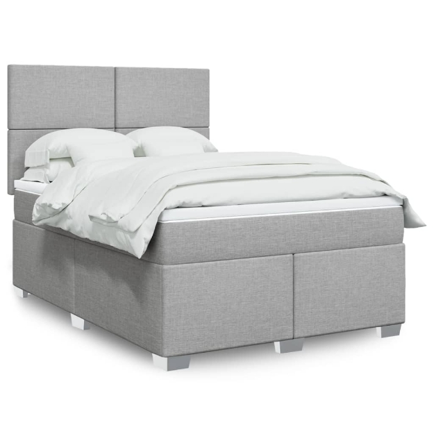 Giroletto a Molle con Materasso Grigio Chiaro 140x200cm Tessuto