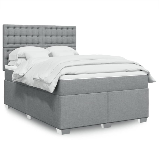Giroletto a Molle con Materasso Grigio Chiaro 140x200cm Tessuto