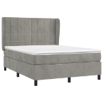 Giroletto a Molle con Materasso Grigio Chiaro 140x200cm Velluto