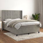 Giroletto a Molle con Materasso Grigio Chiaro 140x200cm Velluto