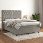Giroletto a Molle con Materasso Grigio Chiaro 140x200cm Velluto