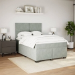 Giroletto a Molle con Materasso Grigio Chiaro 140x200cm Velluto