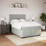 Giroletto a Molle con Materasso Grigio Chiaro 140x200cm Velluto