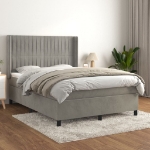 Giroletto a Molle con Materasso Grigio Chiaro 140x200cm Velluto