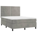 Giroletto a Molle con Materasso Grigio Chiaro 140x200cm Velluto